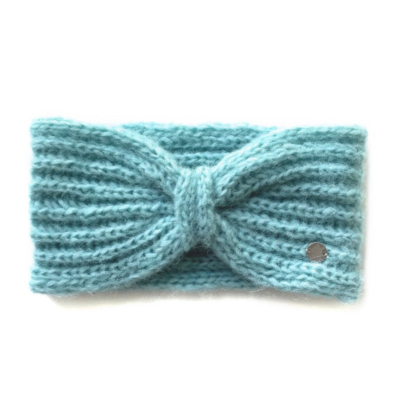 Handgestricktes Stirnband aus Alpaka Wolle in mint