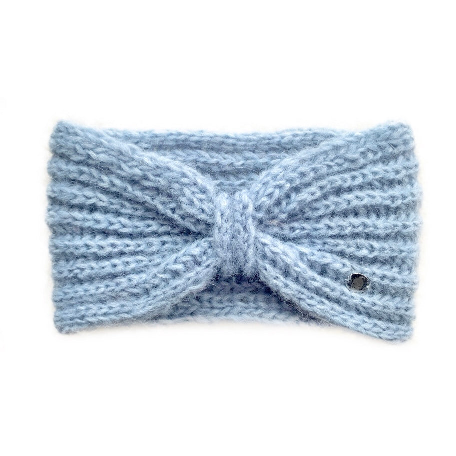 handgestricktes Stirnband aus Alpaka Wolle in blau