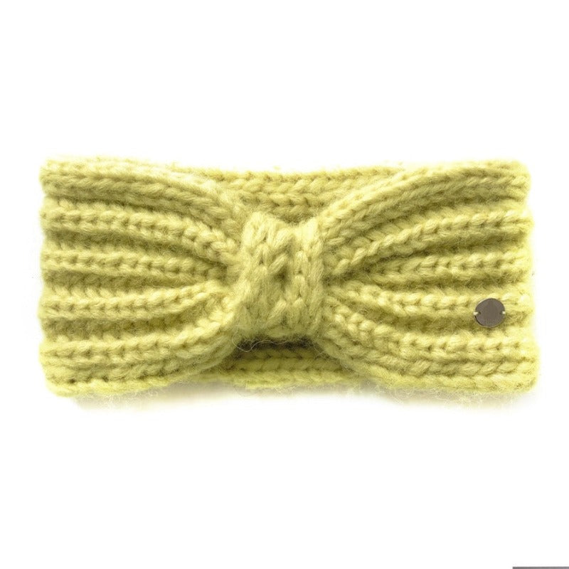Handgestricktes Stirnband aus Alpaka Wolle in Gelb