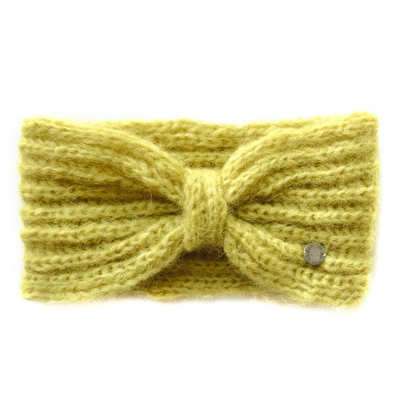 Handgestricktes Stirnband aus Alpaka Wolle in Gelb