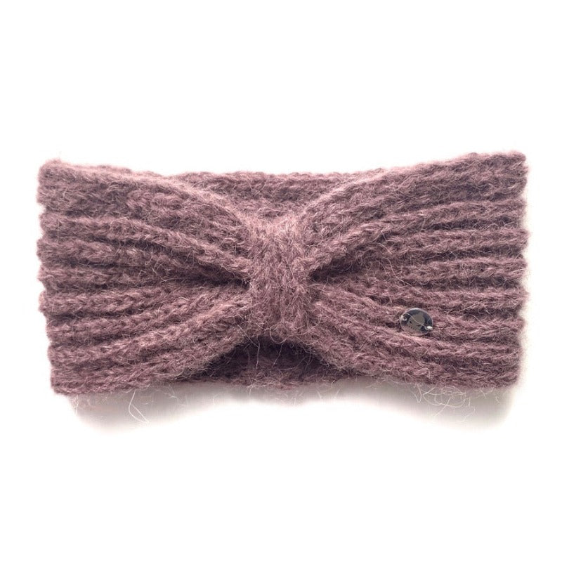 Handgestricktes Stirnband aus Alpaka Wolle in berry